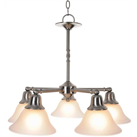 5-Light Brushed Nickel Chandelier With Frosted Glass